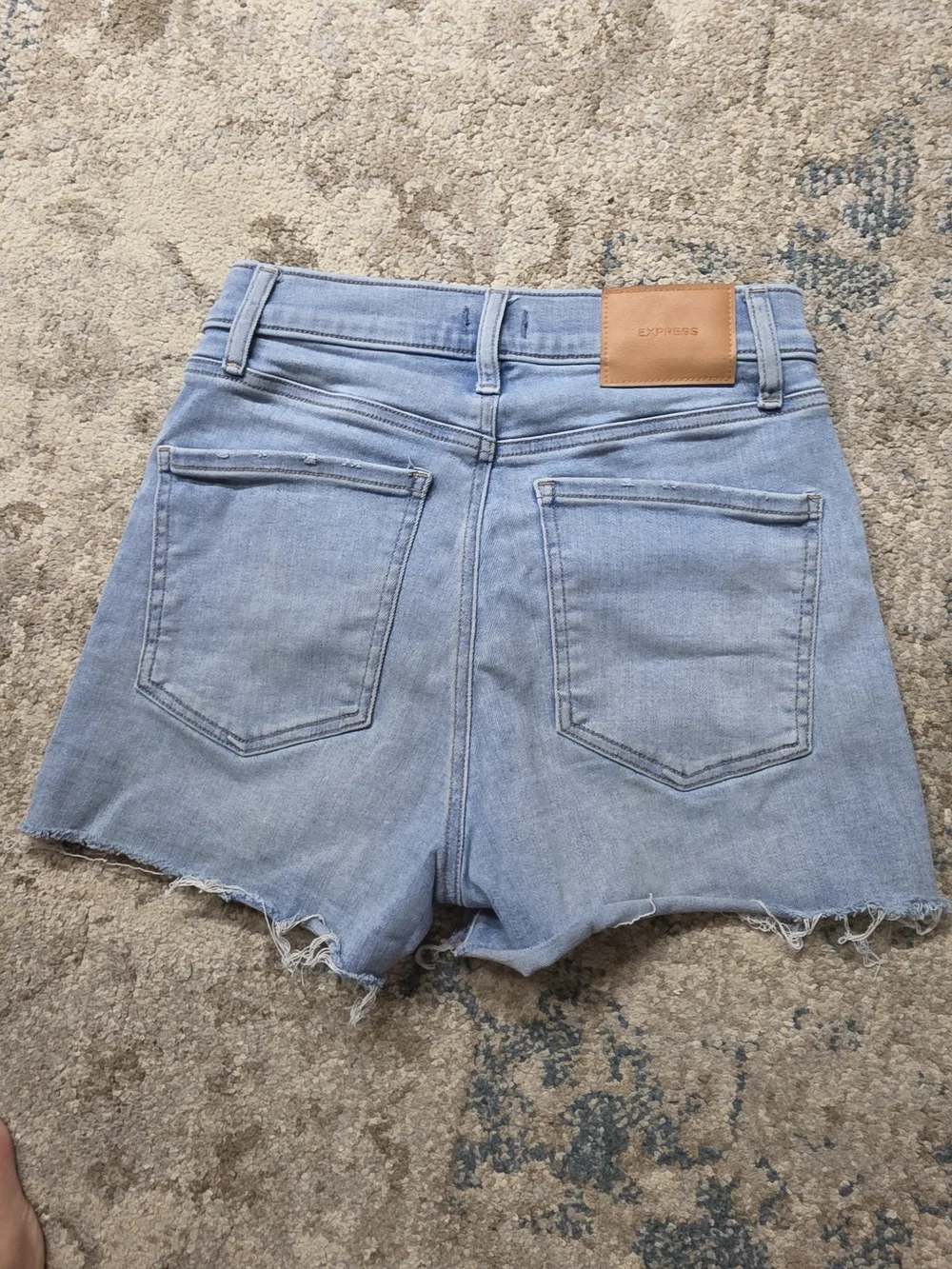 Express High-Rise Light Blue Denim Shorts